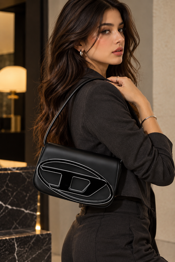 Black Structured Mini Shoulder Bag