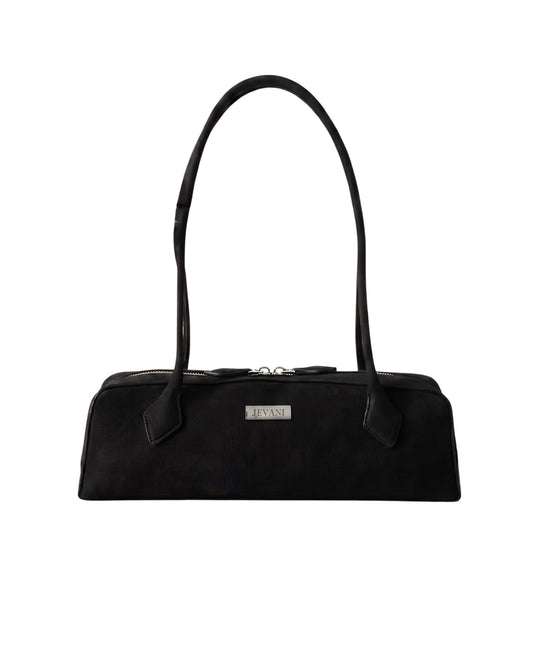 JEVANI Black Structured Top-Handle Handbag